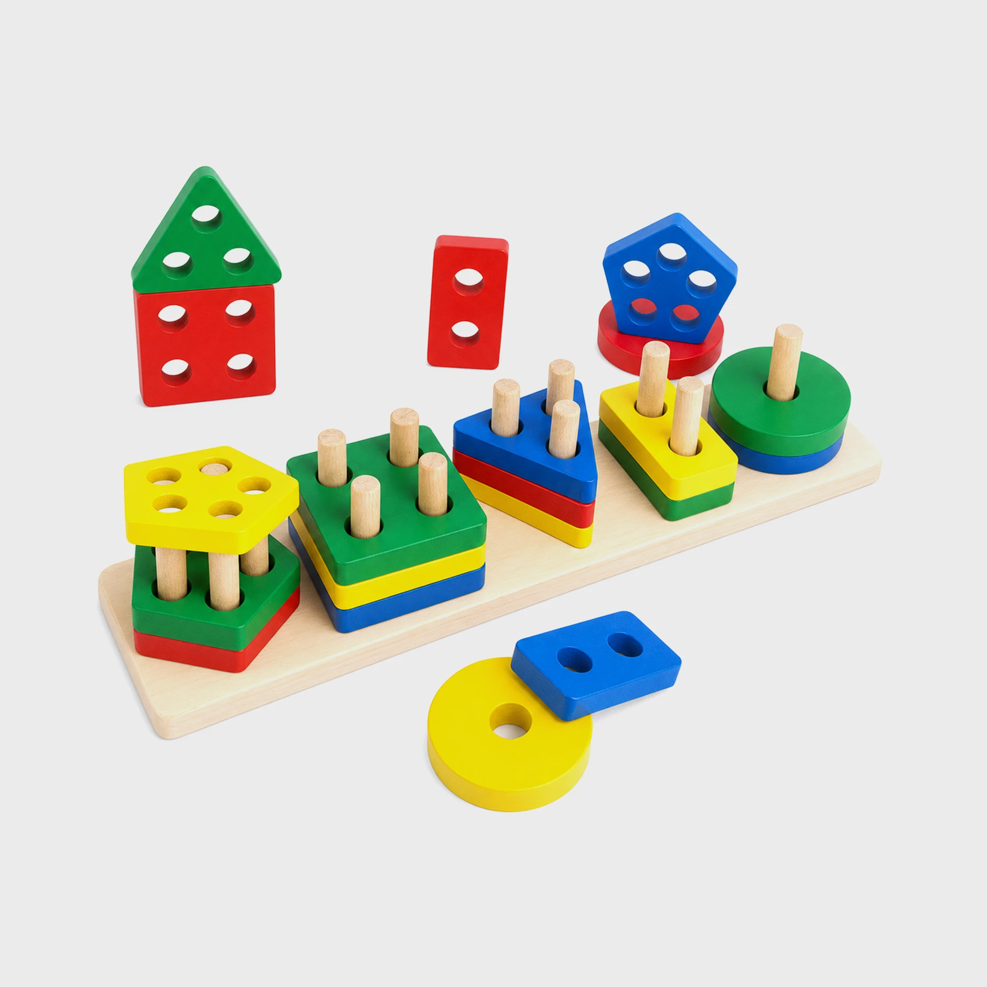 KiddoPlay Basic Wooden Geometric Peg Puzzle - DKT2001